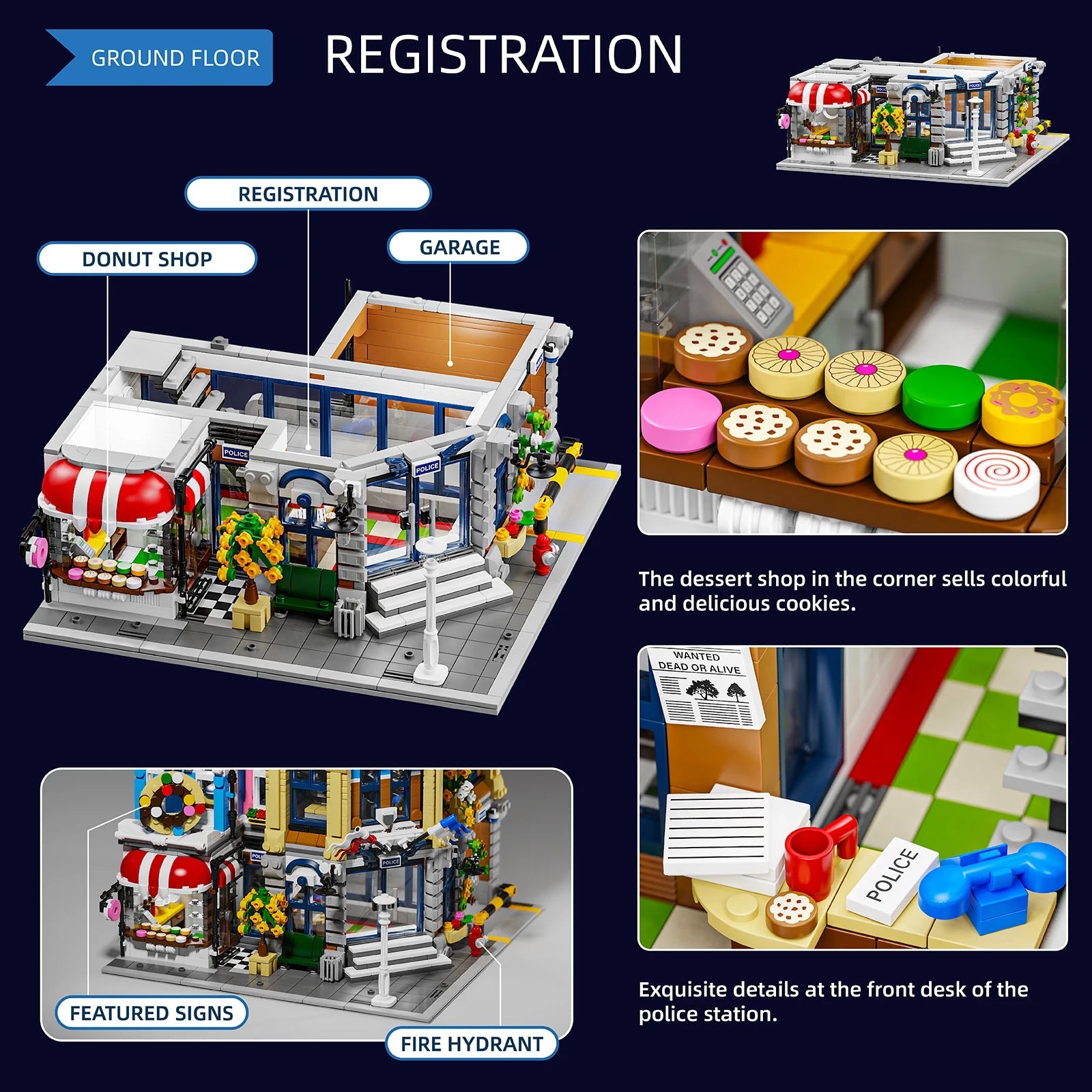 3200PCS Brick Town Police Station Modular Buildings Gift - silverfoxgoods
